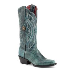 These eye-catching Ferrini Women's Twilight Leather Snip Toe Boots are bound to be a statement piece in your closet. With a matte finish and rich color, these will be your go-to boots! $219.99 Blue Round Toe Boots With Patina, Fitted Blue Snip Toe Boots, Blue Western Boots With Almond Toe, Blue Patina Boots With Round Toe, Blue Patina Round Toe Boots, Blue Leather Boots For Ranch, Blue Western Almond Toe Boots, Blue Snip Toe Boots For Rodeo, Western Blue Boots With Round Toe