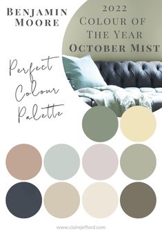 the color scheme for a living room is shown in shades of gray, beige and white