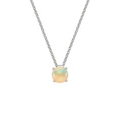 Floating Solitaire Opal Pendant - Silver. A beautiful opal is set in this elegant pendant style, which glides smoothly along a lustrous cable chain. The length of the necklace can be adjusted to either 16 or 18 to suit individual preference. Elegant Pendant, Brilliant Earth, Pendant Silver, Opal Pendants, Eternity Ring, Cable Chain, Quality Jewelry, Floating, Opal