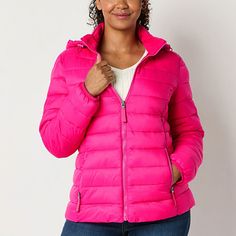 Stay warm and chic this winter with the St. John's Bay women's midweight puffer jacket. Tailored for petite frames, this stylish puffer features insulation for warmth without bulk. Perfect for layering over your favorite outfits, it's designed with a hooded neck, front zip pockets, and long sleeves.Closure Type: ZipperFit: Regular FitNeckline: Hooded NeckPockets: 2 Front Zip PocketsSleeve Length: Long SleeveWarmth Factor: MidweightApparel Length: 29.25 InchesOuterwear Length: LongFiber Content: Puffer Jacket Women, Puffer Jacket, Stay Warm, Favorite Outfit, Zip Pockets, Layering, Puffer, Coats Jackets, Long Sleeves