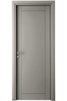 an open gray door on a white background