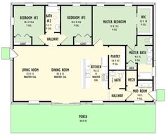 the floor plan for a house with two bedroom and an attached living room, including a kitchen