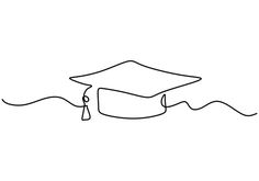 a black and white line drawing of a graduation cap with a tassel on it