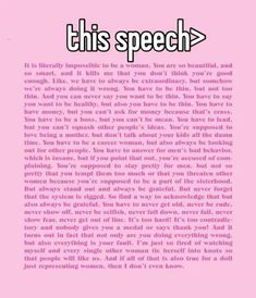 a pink background with the words'this speech '