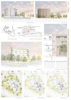 several diagrams showing the various sections of a building