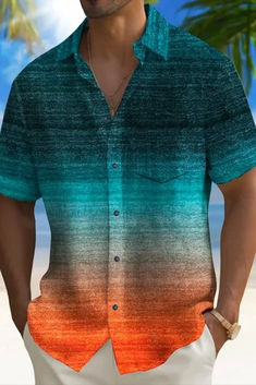 First Order Get 10% Off (Code:Back10） Gradient Texture, Texture Print, Mens Fashion Classy, African Design, Big & Tall, Casual Party, Casual Shirt, Pocket Design