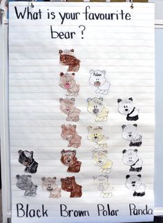 a bulletin board with pictures of bears and pandas on it that says, what is your favorite bear?