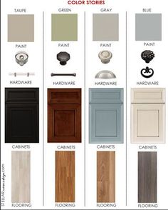 kitchen cabinet door styles and colors for different types of cupboards, doors and drawers