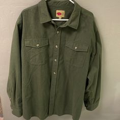 New With Tag. Size 2xl Sage Color Khaki Cotton Winter Shirt, Khaki Winter Outdoor Shirt, Winter Outdoor Khaki Shirt, Winter Outdoor Collared Shirt, Collared Winter Outdoor Shirt, Plaid Long Sleeve Tops For Outdoor, Green Buttoned Tops For Outdoor, Plaid Tops With Pockets For Outdoor, Winter Outdoor Button-up Shirt