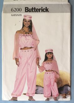 an adult and child's matching pink outfits on a sewing pattern for a doll