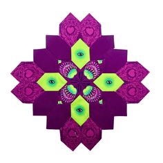 an abstract purple and green design on a white background