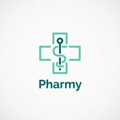 the pharmacy logo is shown in green and blue colors, with a cross on it