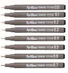 four different types of artline drawing pens