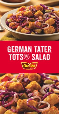 german tater tots and salad on the cover of one kid's cookbook