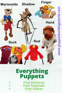 an advertisement for stuffed animals with the words everything puppets