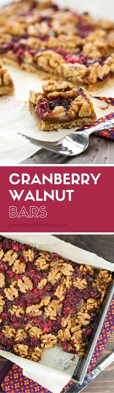 an image of cranberry walnut bars on a table