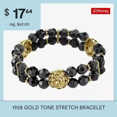 Bead Type: AcrylicCircumference: 7 InchMetal Color: Gold ToneCare: Wipe CleanBracelet Type: Stretch BraceletsMetal: AlloyCountry of Origin: Imported Bracelet Black, Cocktail Hour, Stretch Bracelet, Stretch Bracelets, Silver Tone, Gold Tones, Sparkle, Bracelet, Beads