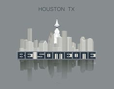 the houston tx skyline is shown in black and white, with text that reads be awesome