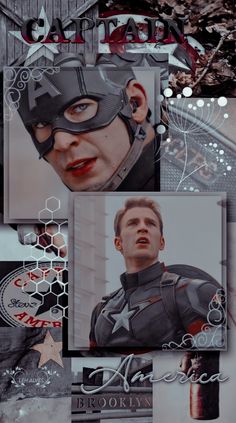 a collage of captain america photos and text