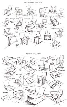 some sketches of different types of chairs and how they are used to make them look like they