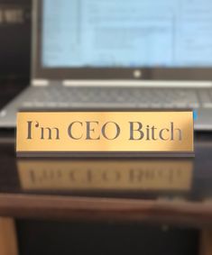 I'm CEO Bitch Office Deskplate Show the world (or just your office) who's boss with our fun and sassy 2x8 Deskplates! These make a perfect gift and are sure to stand out and get a laugh no matter where you display them! Gold Plate/ Black Text/ Black Holder Out Of Office Aesthetic, Own Office Aesthetic, Ceo Aesthetic Office, Cpa Office Design, Future Ceo Aesthetic, Cpa Vision Board, Work From Home Vibes, My Own Boss Aesthetic, Business Ceo Aesthetic