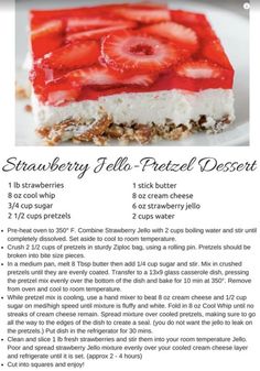 the recipe for strawberry jelly - pretzel dessert