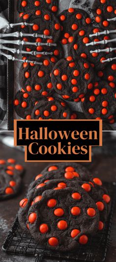 halloween cookies with orange and black sprinkles on them