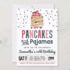 pancakes and berries birthday party card