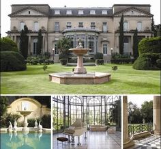 an image of a mansion with pool and fountain