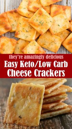 easy keto / low carb cheese crackers with text overlay