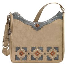 American West Annie's Secret Southwest Concealed Carry Beige Shoulder Bag, Western Belt Buckles, Handbags Leather