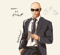 a drawing of a man in a suit and sunglasses