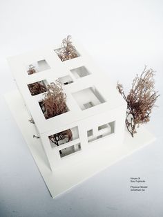 an architectural model of a house with plants growing out of it