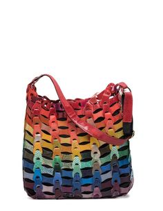 Rainbow Style Annabella - The Bigger (36x35 cm) Braided Leather Shoulder Bag from Octopus Denmark Multicolor Leather Shoulder Bag For Shopping, Multicolor Leather Shoulder Bag, Unique Handmade Multicolor Shoulder Bag, Large Multicolor Bag With Handles, Eco-friendly Multicolor Shoulder Bag, Lesbian Gifts, Paper Purses, Braided Bag, Rainbow Style