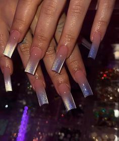 Shiny Sparkly Nails, Aura Nails Neutral, Ombré Nails Design, Extra Nail Ideas, Simple Classy Baddie Nails, Classy Long Nails, Coloured Acrylic Nails, Classy Baddie Nails, Thermal Nails