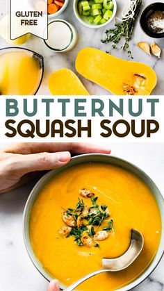 the butternut squash soup is ready to be eaten