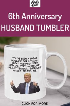 The mug is a great gift for 6 years wedding anniversary. The cup is gift for husband. #6thanniversarygift #6yearsmarried #husband6thanniversary #giftforhusband Anniversary Husband, Rude Mugs, 6th Wedding Anniversary, 9th Anniversary, Anniversary Funny, 6th Anniversary