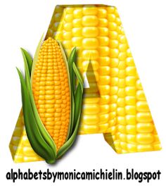 the letter a is made up of corn on the cob