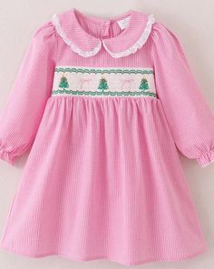 machine smocked with embroidery   see all photos for the sweet details  ships to you 3/4 weeks after placing order Angel Sleeves Dress, Girls Smock, Hand Smock, Pink Bows, Angel Sleeve, Girls Clothing Sets, Clothing Sets, Cotton Lace, Pink Bow