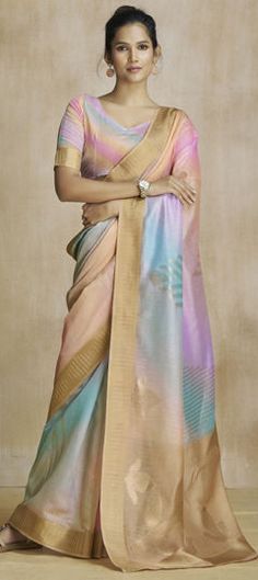 Multicolor color Saree in Art Silk fabric with Printed work Saree Catalogue, Reception Saree, Fancy Fabric, Print Saree, Half Sleeve Blouse, Art Silk Sarees, Color Art, Soft Silk Sarees, Designer Saree