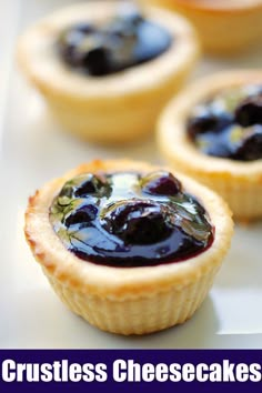 small blueberry pies on a white plate