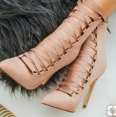 Kasut Tumit Tinggi, Hak Tinggi, Lace Up High Heels, Stiletto Sandals, Crazy Shoes, Shoe Obsession, Lace Up Heels