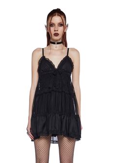 Delia's By Dolls Kill Embroidered Flowers V-Neck Mini Dress - Black Slip Mini Dress, Black Halter Dress, Mini Slip Dress, Babydoll Dress