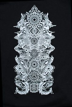 a black and white photo with an intricate design on it