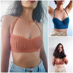 three pictures of different types of women's bras, one in blue and the other in orange