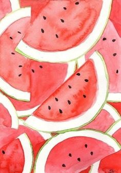 watermelon slices are arranged in a pattern