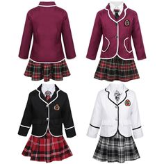 Click Here to New Arrivals New Arrivals Hot Sale Women's Dresses Women's Swimsuit Girls'Dresses Girls'Sleepwear Girls'Swimwear Boys'Clothing Baby Clothing   Girls British Japanese School Uniform Anime Costume Blazer Shirt Skirt Tie Sets                                   Set Include: 1Pc Coat, 1Pc Shirt, 1Pc Skirt, 1Pc Tie Condition: New without tag Material: Polyester, Cotton Features: Outfit is made of polyester material, hand wash recommended, machine washable. Size Table means age ranges for Toddler School Uniforms, Academy Uniform, School Uniform Outfits, Women's Swimsuit, Girls Swimwear, Girls Sleepwear, Uniform Shirts, Japanese School, Blazer Shirt