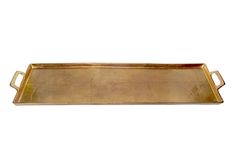 an old brass tray with handles on the bottom is shown in front of a white background