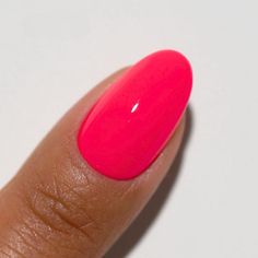 A deep bright pink. The duo includes: 1 Soak-Off Gel Size: 0.5 fl oz 1 Nail Lacquer Size: 0.5 fl oz Color Accuracy: The duo comes with 1 lacquer and 1 gel in matching colors. We do not guarantee matching exact colors due to differences in formulation, ingredients, and batch. Benefits: Lasts up to 21 days LED and UV cured Made in USA Wide range of colors Fused with vitamins that make nails stronger, healthier and stunning for weeks HOW TO: Gel Polish Application - Prep your nails - Remove old nai Millennial Pink Nails, Bright Gel Nail Colors, Gel Nail Colors 2024, Pink Bright Nails, Hot Pink Oval Nails, Dc Gel Polish Colors, Reddish Pink Nails, Nails For Vacation Beach Tropical, Watermelon Pink Nails