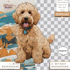 Doodle Dog Drawing, Golden Doodle Art, Cute Golden Doodle, Gift Doodle, Dog Printable, Golden Doodle Dog, Drawn Dog, Dog Clip Art